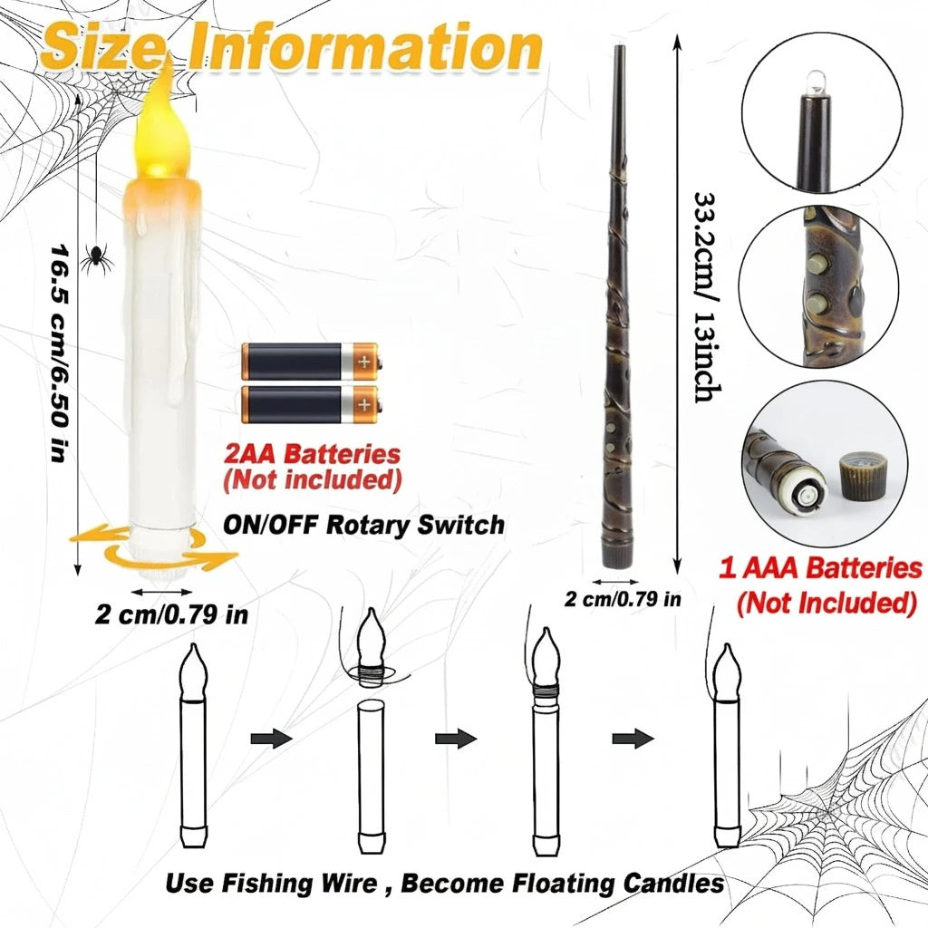 Harry Potter Magic Candle with Wizard Wand - 12 Pcs